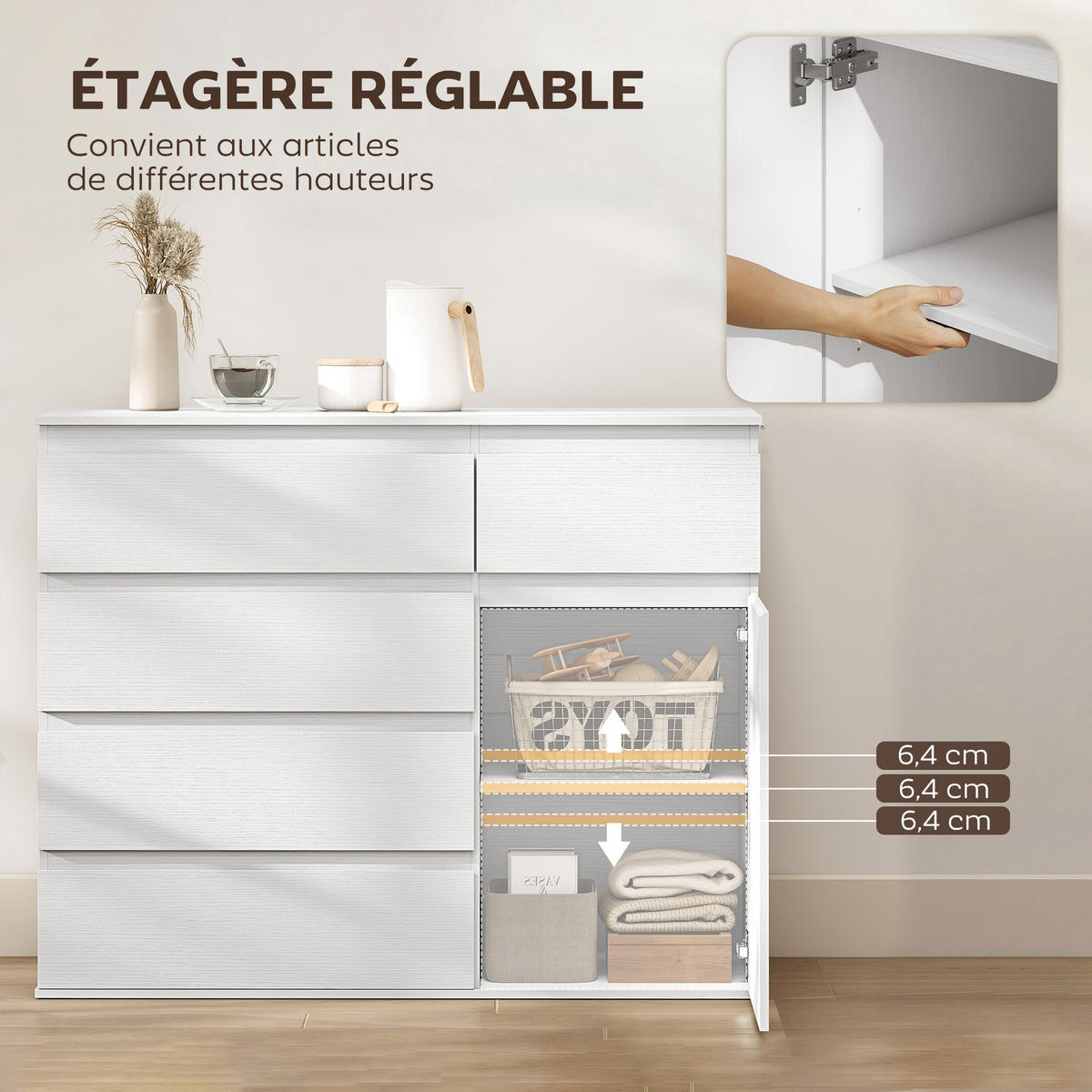 KOMMODE Weiß 100/40/80 cm - Weiß, Holzwerkstoff (100/80/40cm) - PANGIVO