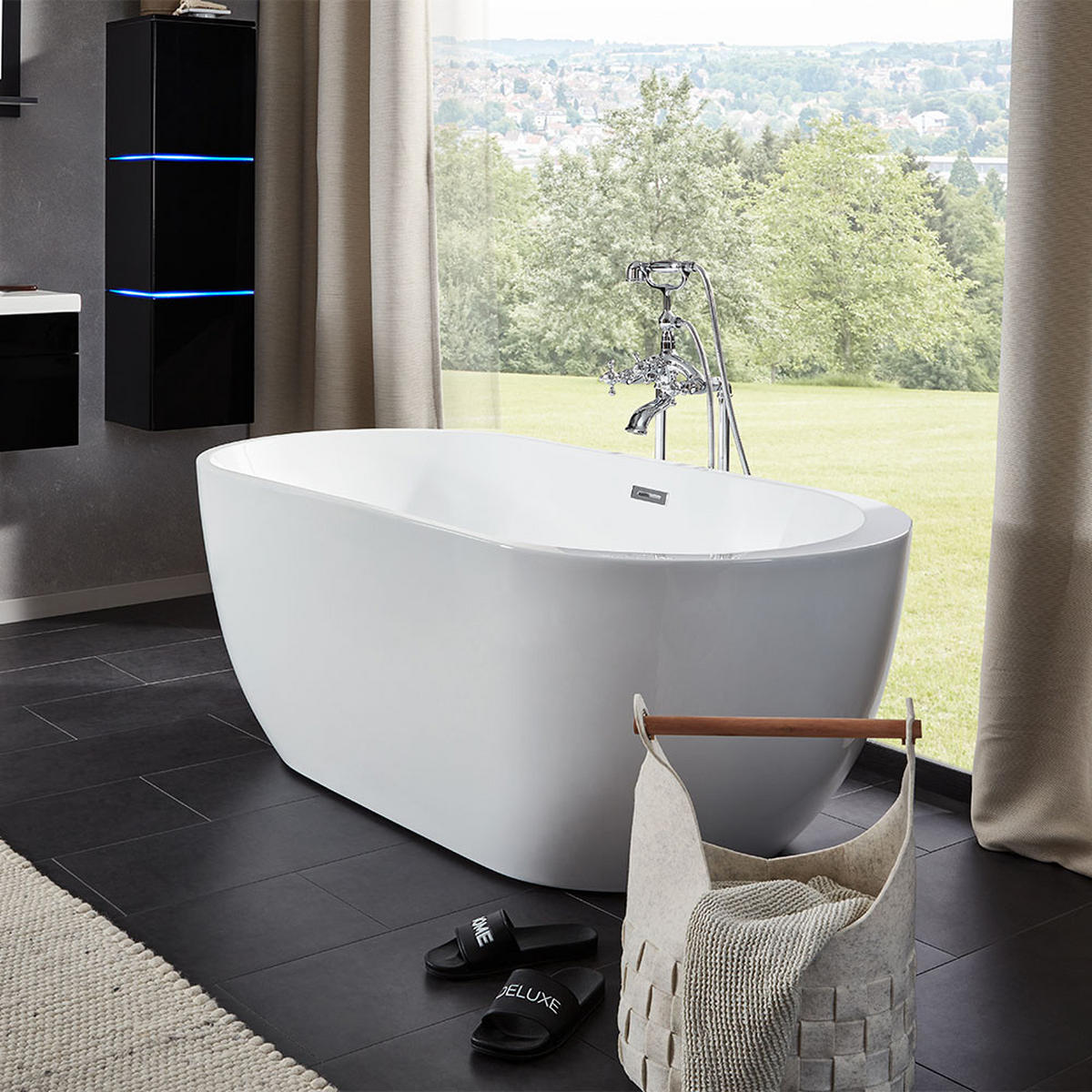 FREISTEHENDE BADEWANNE CODO - Weiß - Weiß, Keramik (170/58/80cm) - Home Deluxe