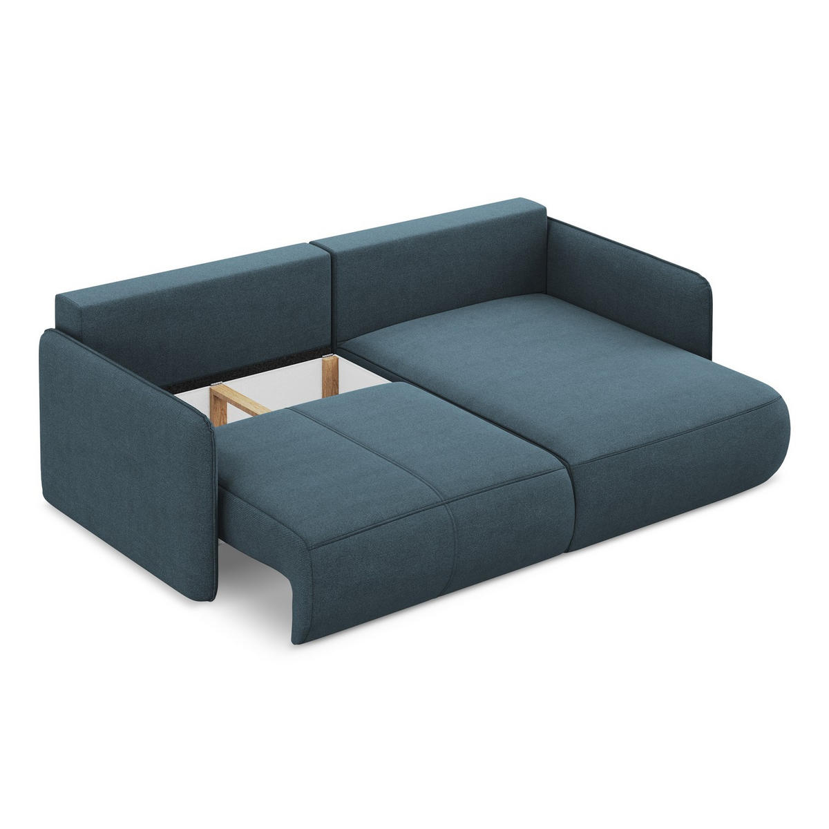 ECKSOFA mit Schlaffunktion Strukturstoff Stoff Blau - Blau/Blaugrau, Kunststoff/Textil (207/148cm) - LaMiaSofa