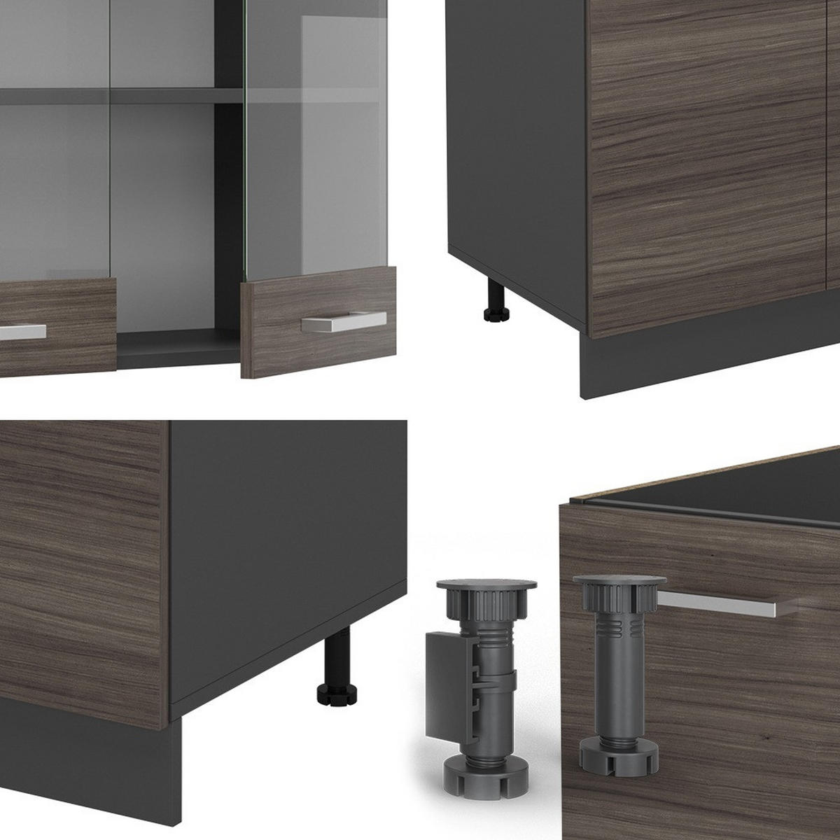 KUCHYŇSKÝ KOUT R-Line Ušlechtilá šedá/antracitová - šedá/antracitová, kompozitní dřevo (300/81.6/60cm) - Vicco