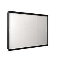 SCHWEBETÜRENSCHRANK 200/250/62 2-türig - Silberfarben/Schwarz, Holz/Kunststoff (250/200/62cm) - Abiks Möbel