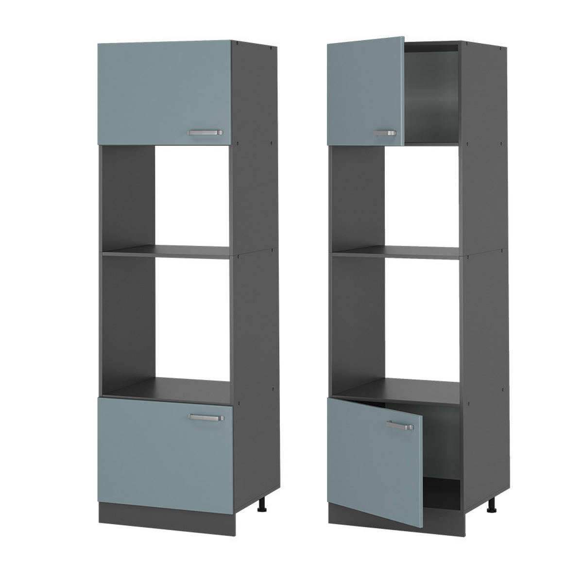 MIKROWELLENSCHRANK R-Line Blau-Grau 60 cm - Anthrazit/Blaugrau, Holzwerkstoff (60/206.8/57.2cm) - Vicco