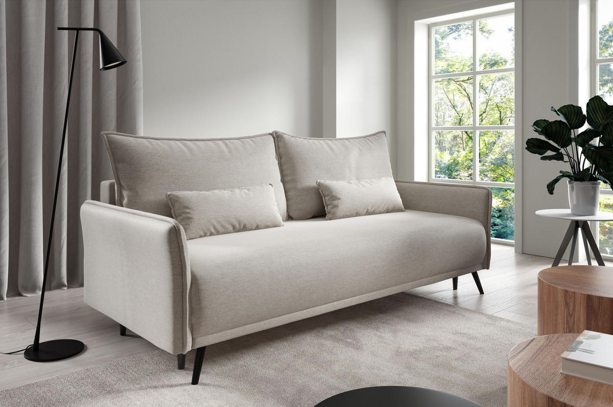 SCHLAFSOFA - Sofa Tiron - Beige (Verita 16) - Creme, Holz (219/96/104cm) - Möblo