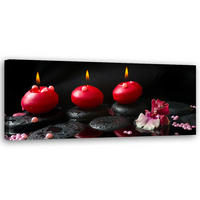 WANDBILD stones zen spa kerze - Schwarz, Textil (90/30cm) - Feeby