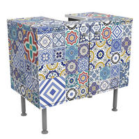 WASCHBECKENUNTERSCHRANK Fliesenspiegel - Aufwändige Portugiesische Fliesen 60/55/35 cm - Blau, Holzwerkstoff (60/55/35cm) - Bilderwelten