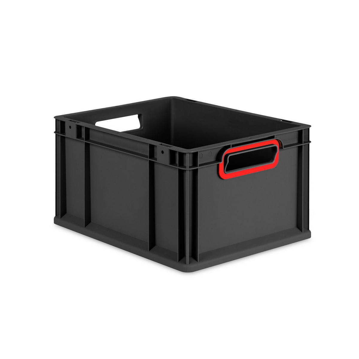 EUROBOX NextGen Color 22x30x40 cm 20 Liter Griffe rot offen, Schwarz - Rot/Schwarz, Kunststoff (30/22/40cm) - PROREGAL