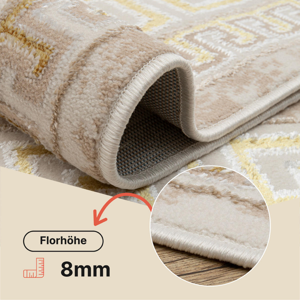 TEPPICH ARES Beige Creme 140/200 cm - Beige/Creme, Textil (140/200cm) - Tapiso