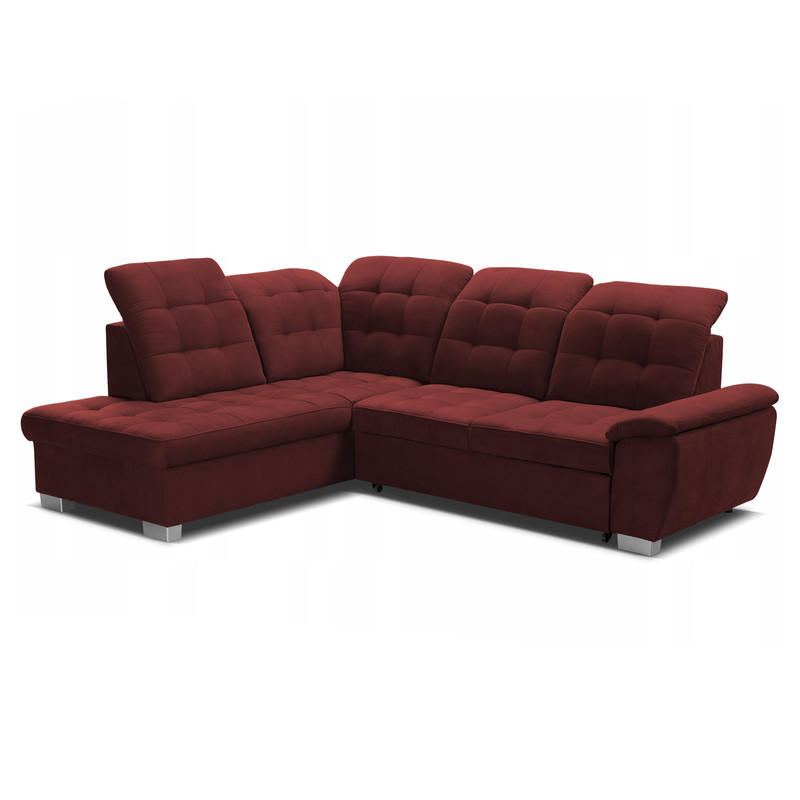 ECKSOFA LENO Links, mit Schlaffunktion und Bettkasten, Rot - Rot, Kunststoff/Textil (261/220cm) - Idohome