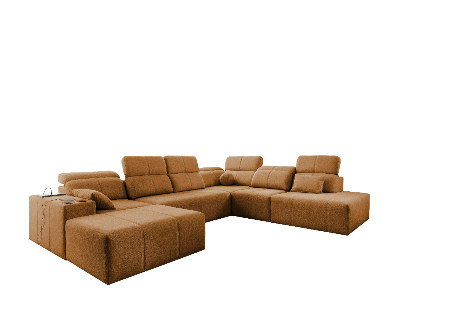 ECKSOFA Multifunktional Mindy X Stoff Verita Kupfer Links - Kupferfarben, Holz (300/359cm) - Kaiser Möbel