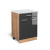 KÜCHENSCHRANK R-Line Anthrazit Hochglanz 60 cm AP Marmor - Anthrazit/Eiche Wotan, Holzwerkstoff (60/81.6/60cm) - Vicco