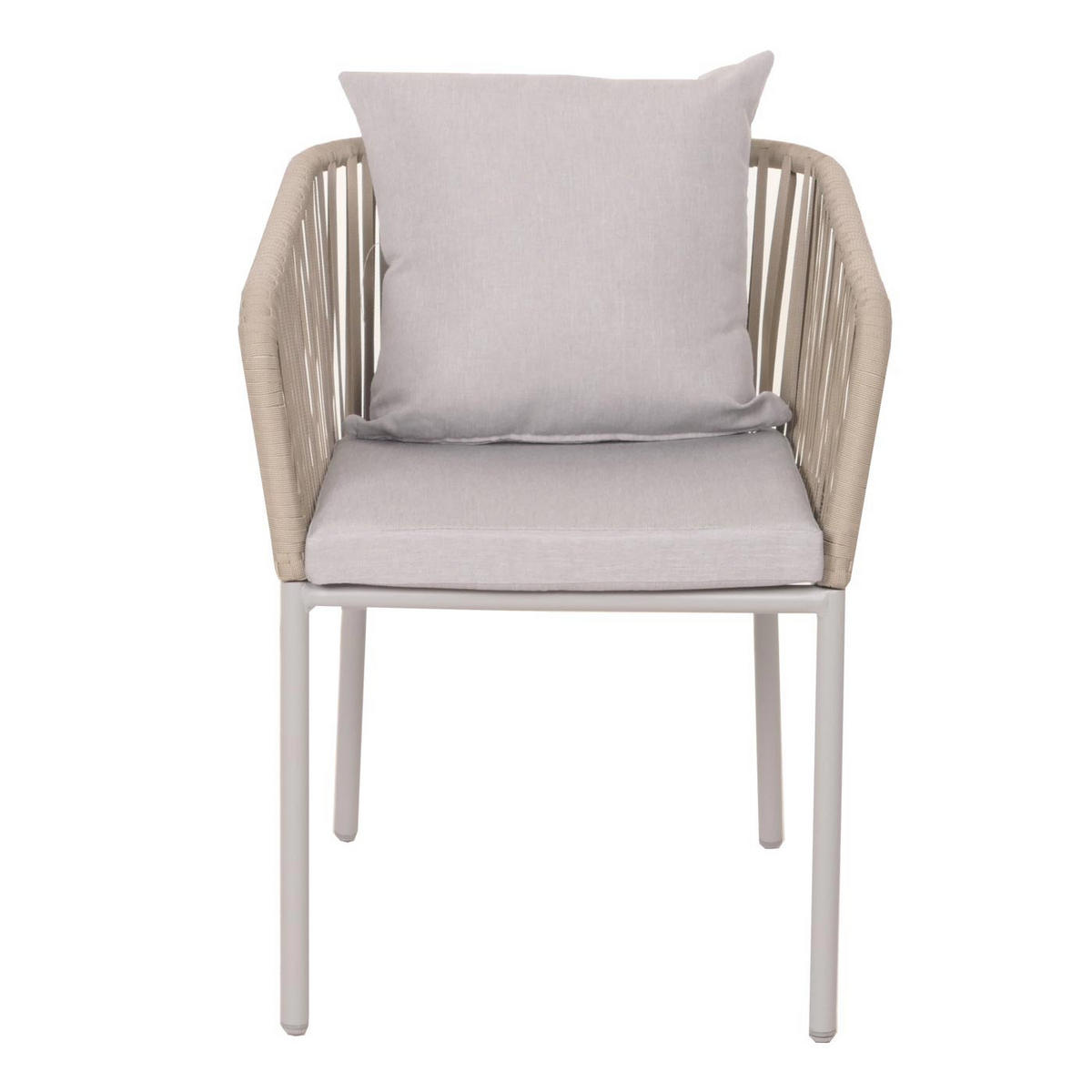 GARTENSTUHL 2er-Set 75x55x55cm wetterfest Aluminium Seilgeflecht Rope Grau Kissen Grau - Grau, Metall (55/75/55cm) - PROREGAL