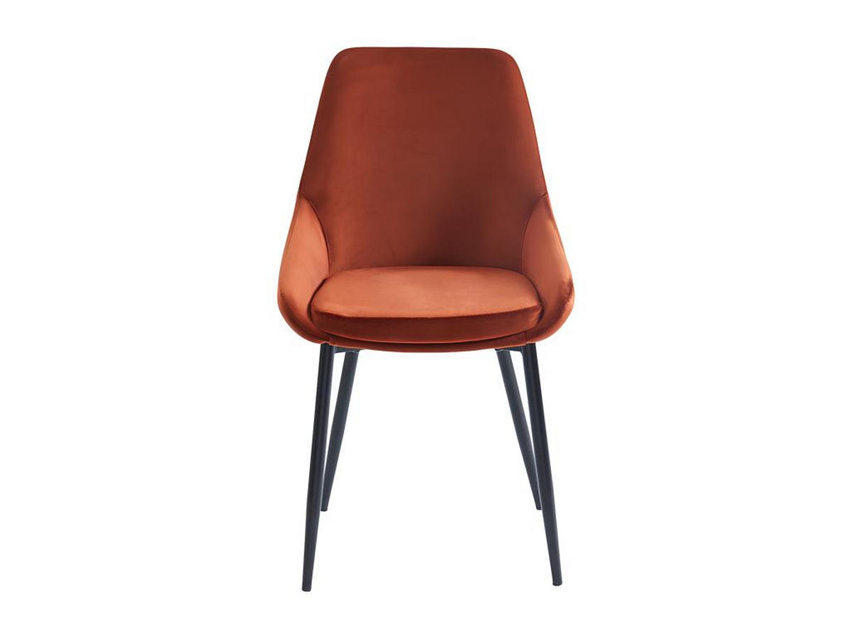 STUHL 2er-Set - Samt & Schwarzes Metall - Terracotta - MASURIE - Braun, Textil (56/85.5/49cm) - Vente-Unique