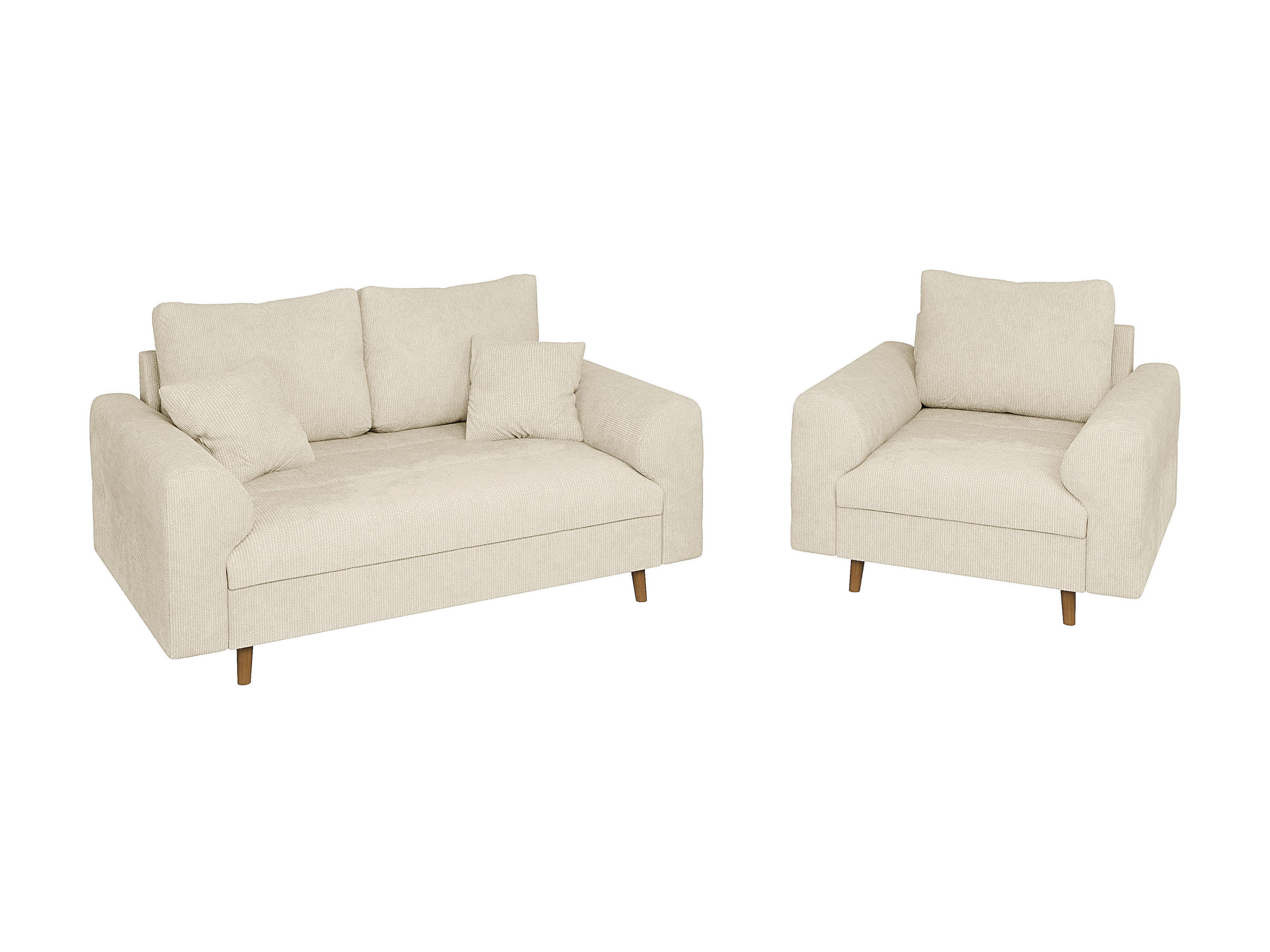 SITZGARNITUR 2+1 Sigurd Beige Chenille - Beige/Braun, Holz/Textil (150/81/93cm) - S-Style Möbel