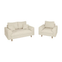 SITZGARNITUR 2+1 Sigurd Beige Chenille - Beige/Braun, Holz/Textil (150/81/93cm) - S-Style Möbel