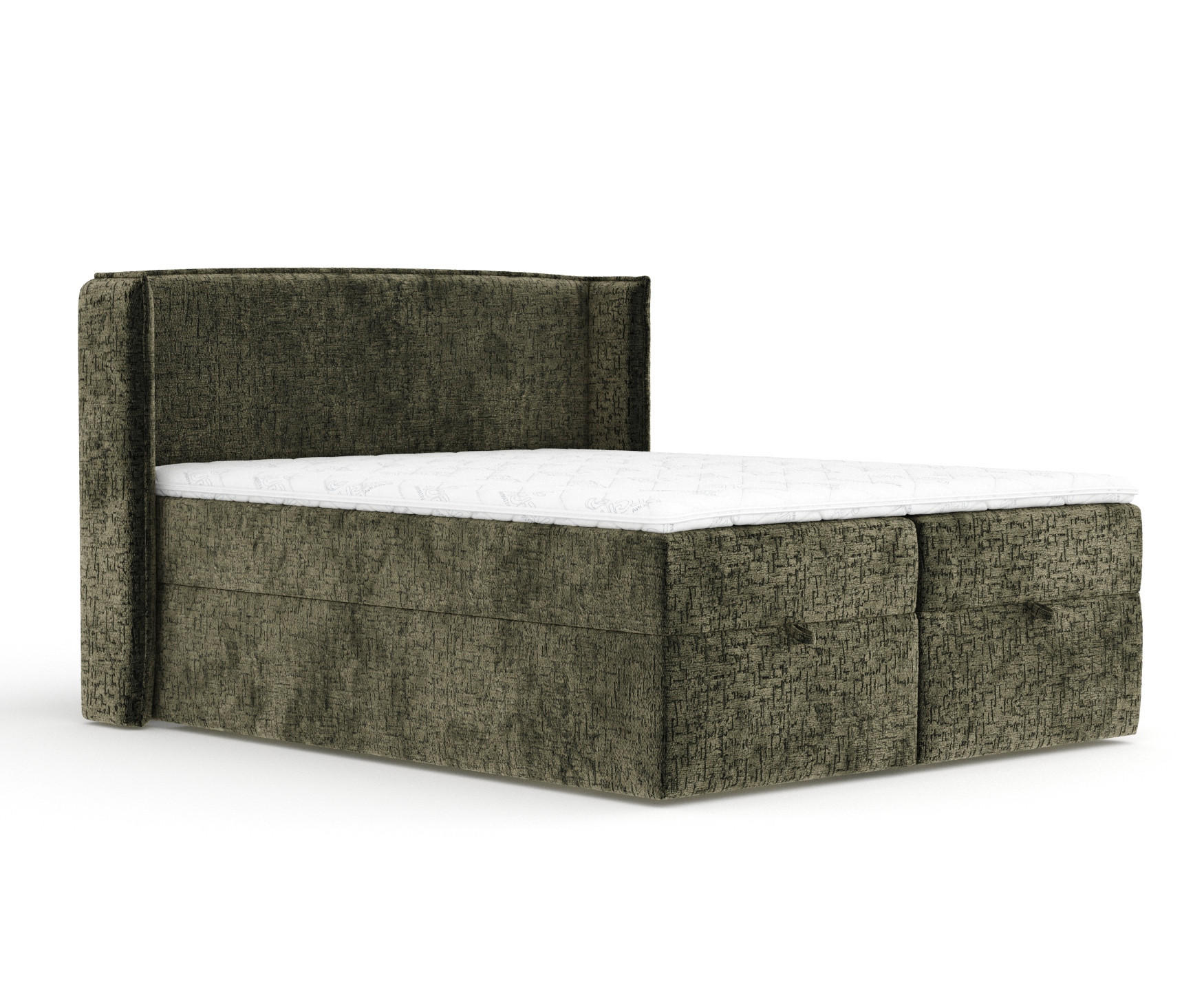 BOXBETT Passion Olivenfarbe 180/200 cm mit Matratze und Topper - Schwarz/Olivgrün, Holz/Holzwerkstoff (180/200cm) - Maison de Reve