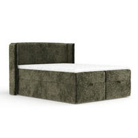 BOXBETT Passion Olivenfarbe 180/200 cm mit Matratze und Topper - Schwarz/Olivgrün, Holz/Holzwerkstoff (180/200cm) - Maison de Reve