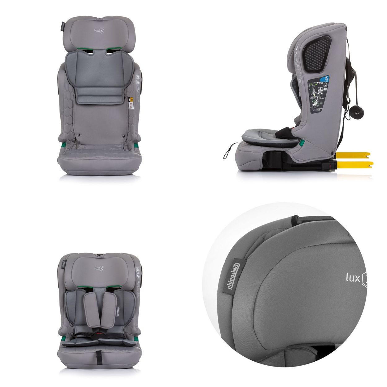 KINDERSITZ i-Size LUX X (76-150cm) grau Gruppe 1/2/3, Isofix, Top Tether - Grau, Kunststoff (42/60/42cm) - Chipolino