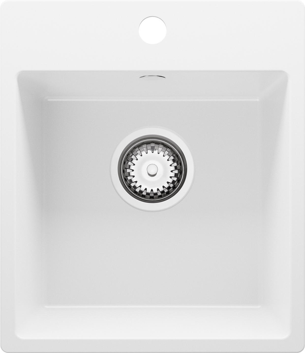 SPÜLBECKEN Riga Easy, 2-er set Weiß 38/44 cm 1 Becken + Ablauf-Set ab 40er Unterschrank - Chromfarben/Weiß, Kunststoff (38/19/44cm) - Primagran