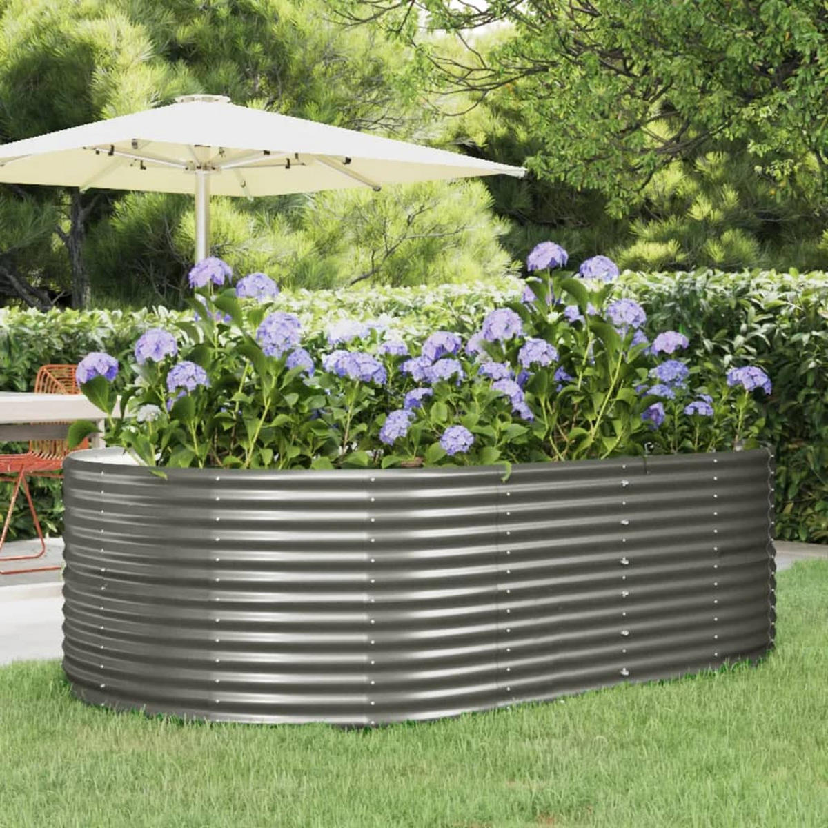 HOCHBEET Grau 212x140x68 cm Verzinkter Stahl - Grau, Metall (140/68/212cm) - furnicato