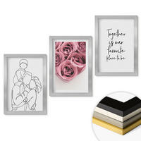 WANDBILDER 3er Set - 20x30 cm Silberner Rahmen - Rosensträuße als Familienzeichnung - Silberfarben, Kunststoff (20/30cm) - ArtPrintCave