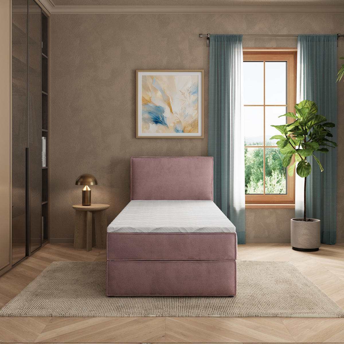BOXBETT PELLIO 90x200 cm mit Matratze und Topper - Lila - Lila, Holz (90/200cm) - MASSENO