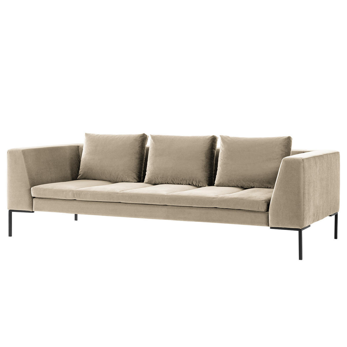 3-SITZER SOFA - Chromfarben/Beige, Textil (238/81/105cm) - home24