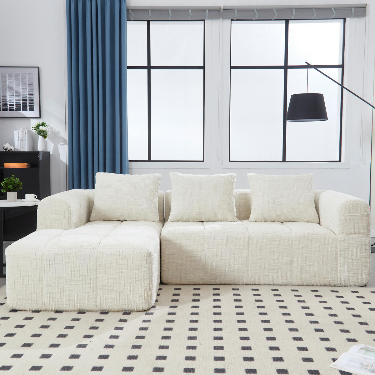 ECKSOFA 250/158/60 cm Beige mit Seitentasche - Beige, Textil (250/158cm) - Oxeza