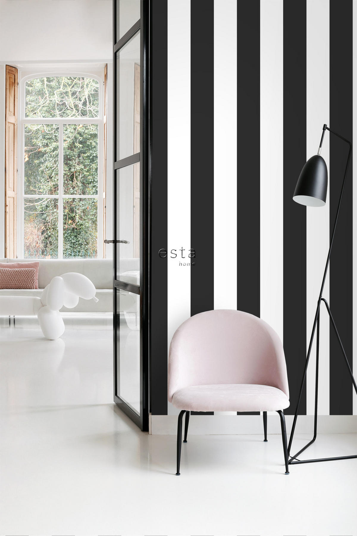 TAPETE Streifen 53 cm x 10.05 m - Schwarz, Papier (53/1000cm) - ESTAhome
