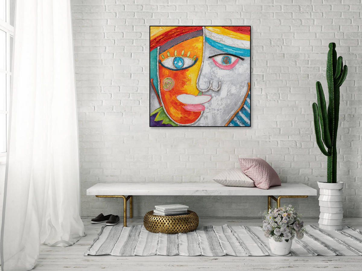 ACRYLBILD HANDGEMALT 80/80 cm - Multicolor, Holz/Textil (2.66/80cm) - KUNSTLOFT