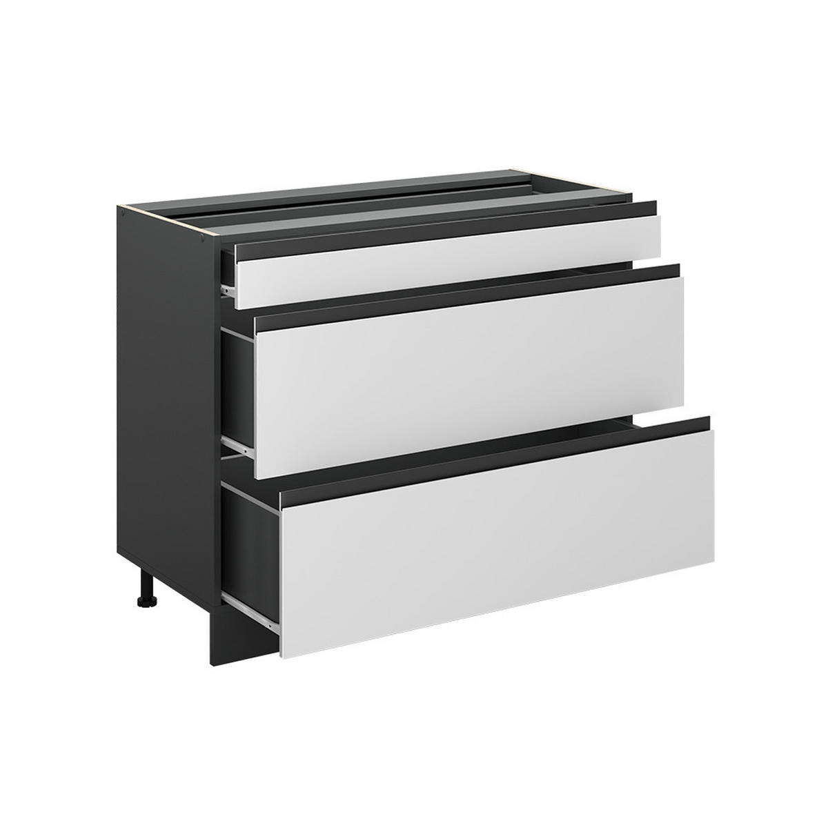 KÜCHENUNTERSCHRANK R-Line, Weiß/Anthrazit, 100 cm Arbeitsplatte Marmor - Anthrazit/Weiß, Holzwerkstoff (100/81.6/60cm) - Vicco