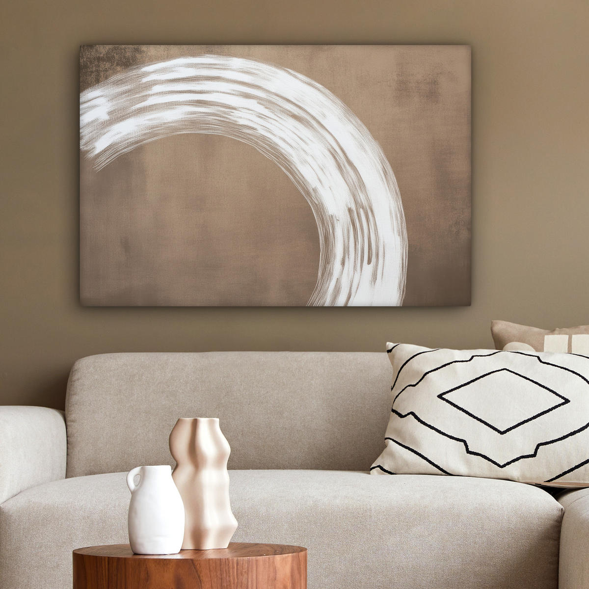 LEINWANDBILD Farbe - Braun - Japandi Gemälde 60x40 cm - Kupferfarben, Textil (60/40cm) - MuchoWow