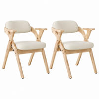 KLAPPSTUHL 2er-Set faltbar mit Armlehnen Massivholz Beige - Beige, Holz (66.5/76/64.5cm) - Meubliv