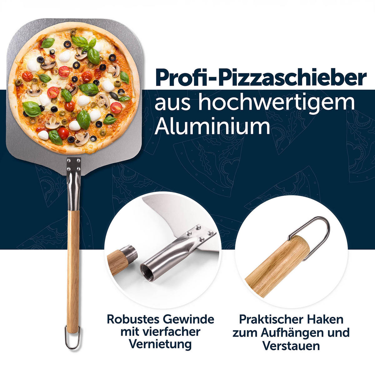 PIZZASCHIEBER Soeren 61 cm, kurz - Edelstahlfarben, Holz/Metall (30.5/1/30.5cm) - Blumtal