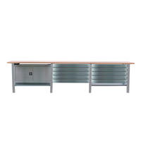 WERKBANK Buffalo Wood mit 10x Schublade und Schrank HxBxT 86,5 x 300 x 75 cm Traglast 1000 kg Grau - Grau, Metall (300/86.5/75cm) - PROREGAL
