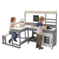KINDERKÜCHE aus Tannenholz 71,5 x 151 x 98,5 cm Lila-Beige - Beige, Holz (71.5/151/98.5cm) - Joyz