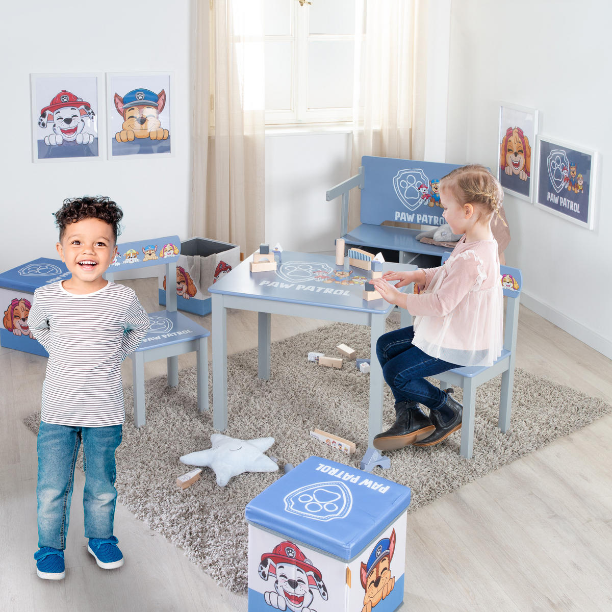 KINDERSITZGRUPPE Paw Patrol - Blau, Holzwerkstoff (50/51/60cm) - Roba