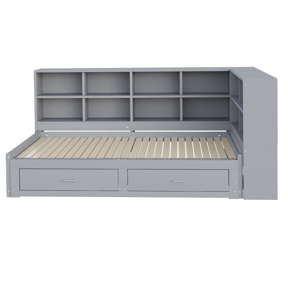 BETT 90/180/190 cm grau aus Holz mit Stauraum - Grau, Holzwerkstoff (90/190cm) - OKMYHOME