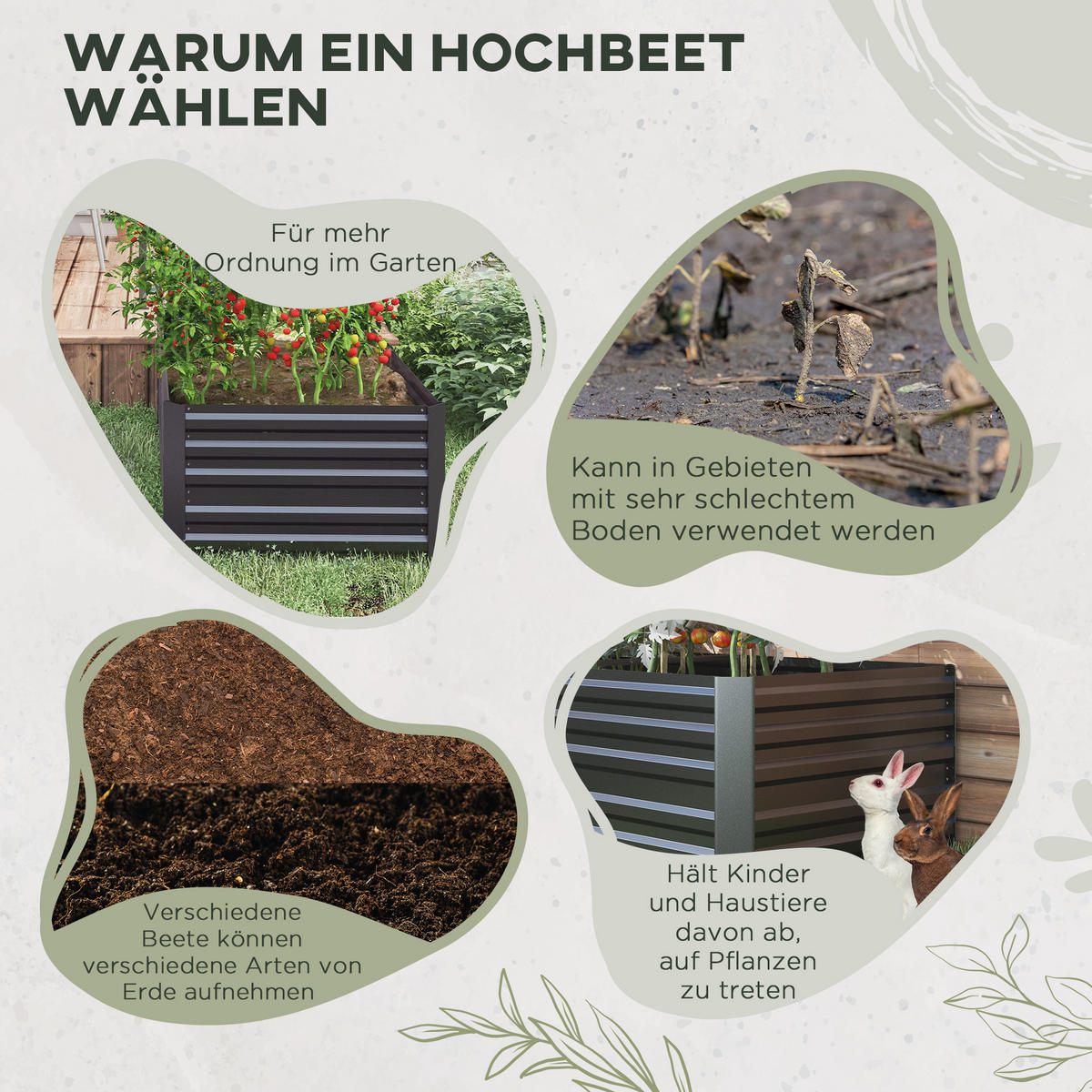 HOCHBEET aus Stahl - Dunkelgrau, Metall (90/59/180cm) - Outsunny