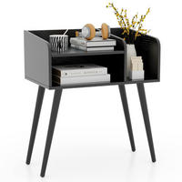 NACHTTISCH mit offenem Fach, Metallbeinen, 50 x 32 x 58 cm, Schwarz - Schwarz, Holzwerkstoff/Metall (50/58/32cm) - DESIGN IN