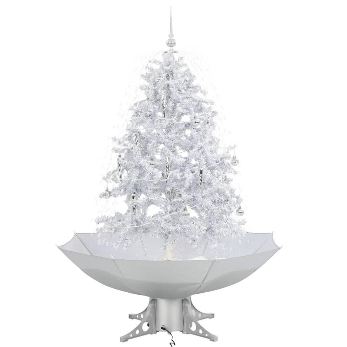 WEIHNACHTSBAUM Schneiender Mit Schirmfuss Weiss 140 Cm - Weiß, Kunststoff (140cm) - vidaXL