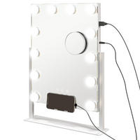 HOLLYWOOD Spiegel mit Beleuchtung, Schminkspiegel mit 12 LED Licht, 3 Lichtfarben - Weiß, Glas (8.5/45.5/36.5cm) - HOMCOM