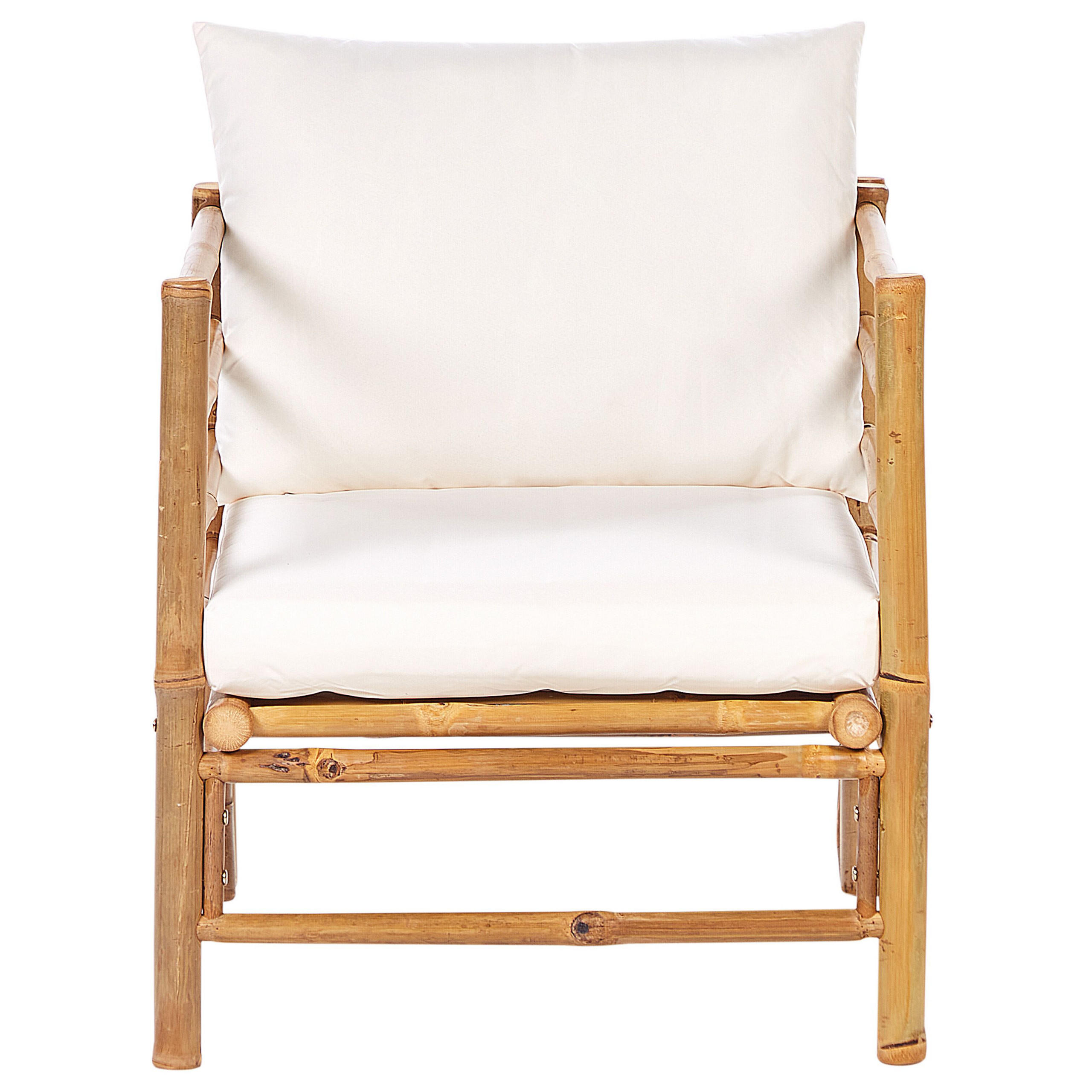 GARTENSTUHL Holz Cremeweiß Cerreto - Hellbraun/Weiß, Holz (63/80/68cm) - Beliani