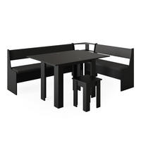 ECKBANKGRUPPE Roman Schwarz 150 x 41.5 cm mit Tisch - Edelstahlfarben/Schwarz, Holzwerkstoff (210/80/150cm) - Vicco