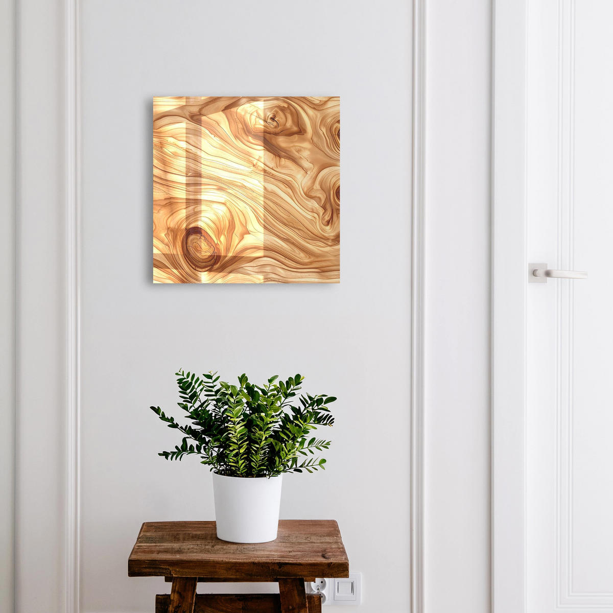 SCHLÜSSELBOX Schwarz 30x30 cm- Türöffnung nach rechts - Holzwellen - Braun, Metall (30/30/5cm) - TULUP