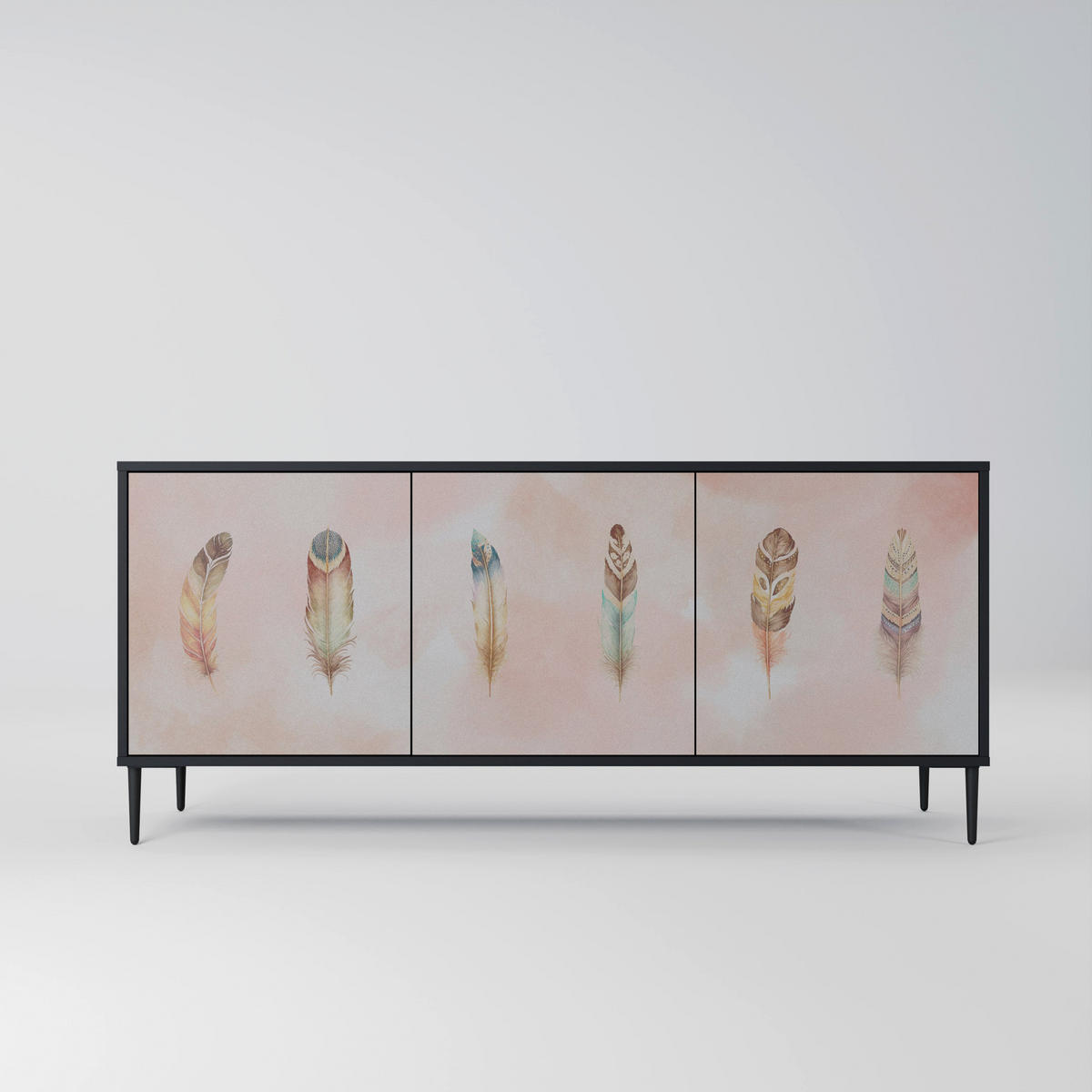 SIDEBOARD THE DELIQUESCE, Eicheneffekt, 164,5x42x77,5 cm, 3 Türen - Eichefarben/Buchefarben, Holzwerkstoff/Buchenholz (164.5/77.5/42cm) - SpaceRebels