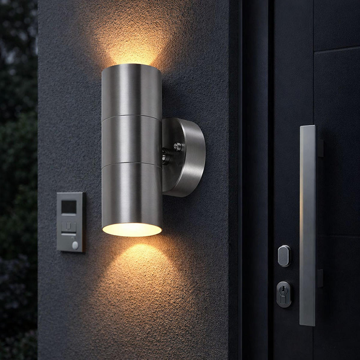 LED AUSSEN-WANDLEUCHTE Edelstahl Silber - Silberfarben, Metall (8.5/16.3/9.3cm)