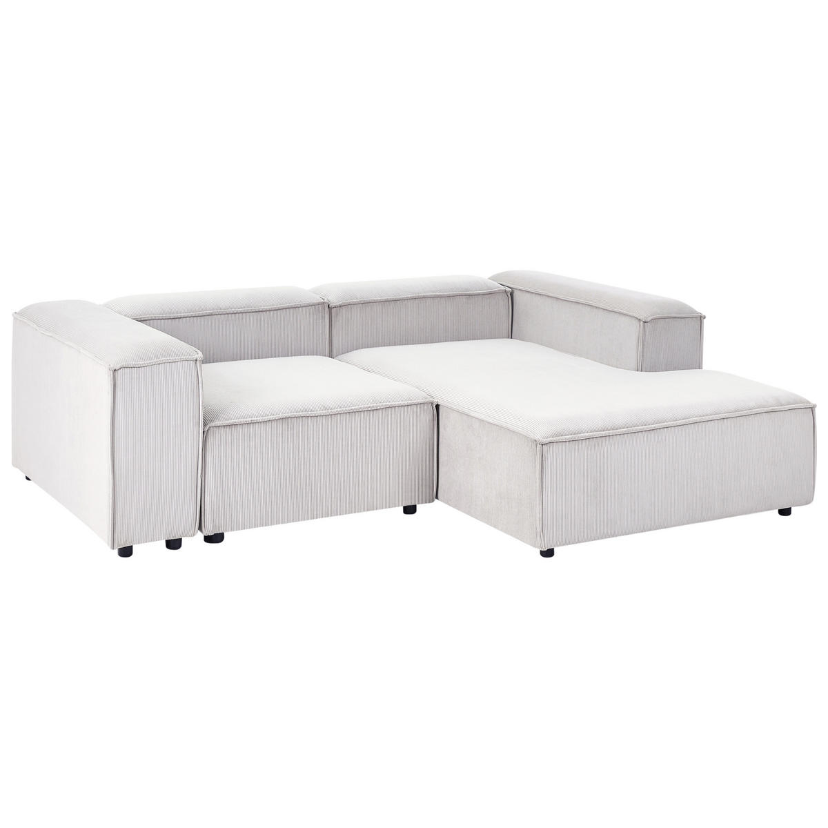 ROHOVÁ POHOVKA modul 3-místná levostranná Krémově bílá Manšestr s otomanem Ardal - krémová, textil (240/180cm) - Beliani