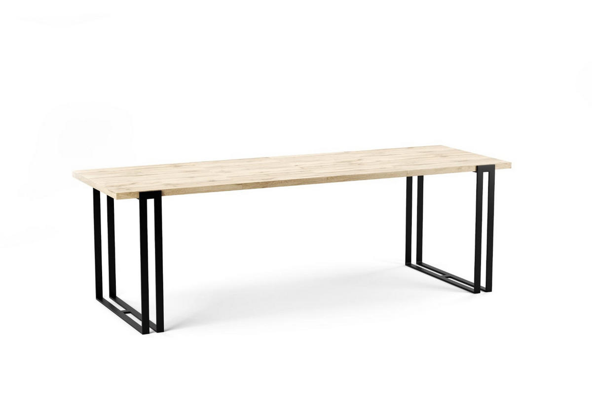 ESSTISCH HORTEN - Honigeiche/Schwarz, Holzwerkstoff/Metall (80/140/76cm) - Meblini