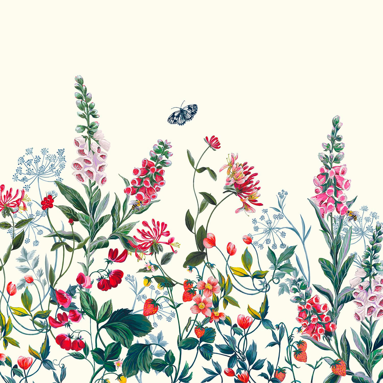 FOTOTAPETE - Bienenfreundlicher Garten - Multicolor, Papier/Kunststoff (300/280cm) - Joules