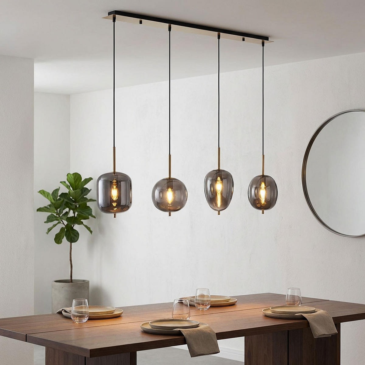 HÄNGELEUCHTE BLACKY I Metall Grau - Grau, Glas (110/18.5/120cm) - Globo Lighting